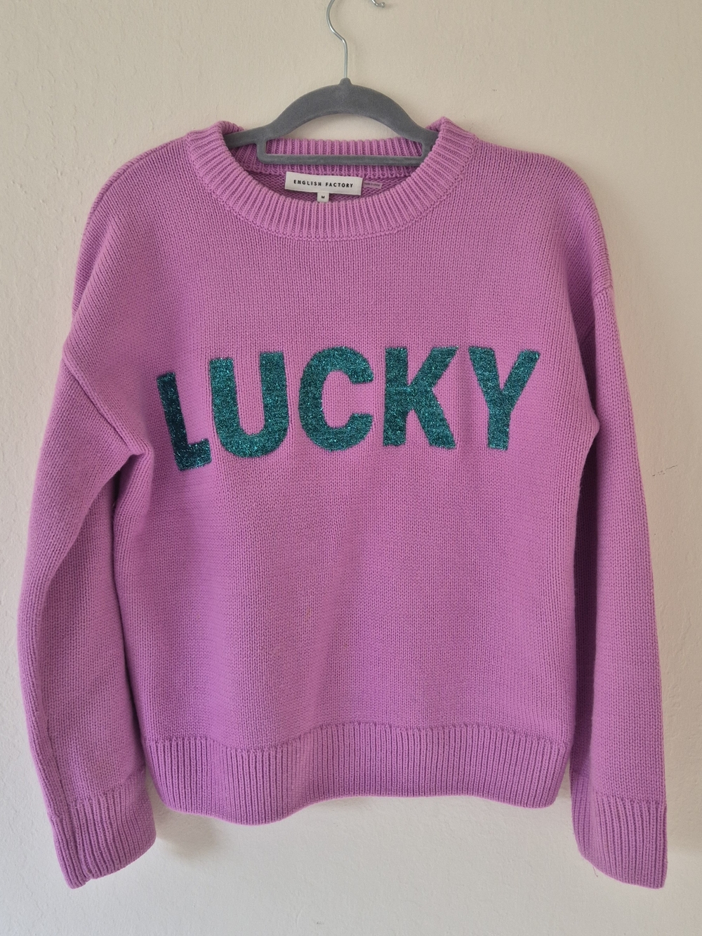 English Factory Statement Pink 'LUCKY' Knit Sweater - Picture 9 of 11